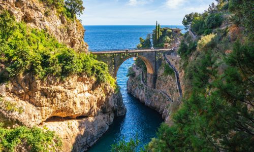 Furore Fjord and bridge, Amalfi Coast, Salerno, Italy. High quality photo